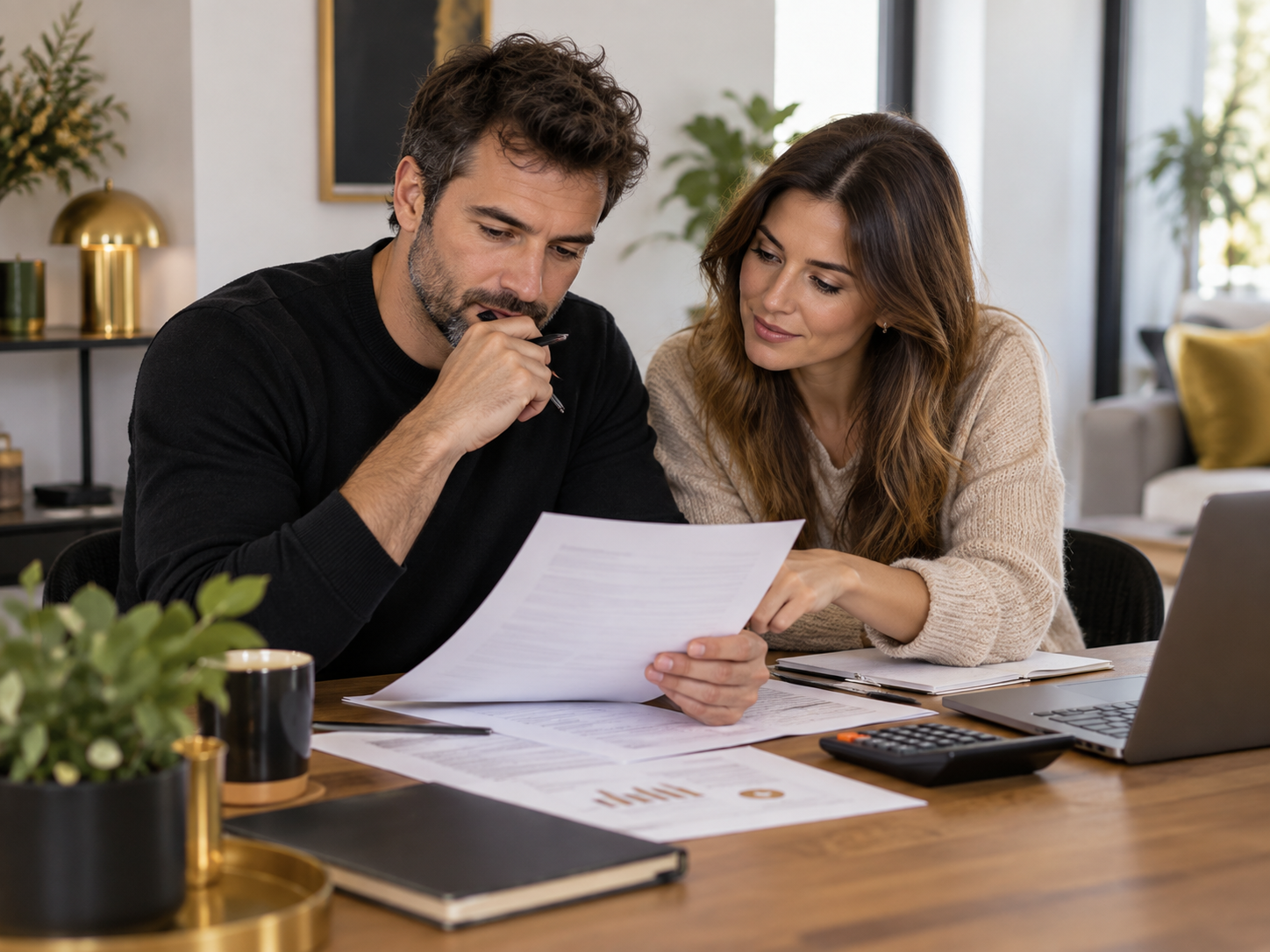 Escena realista relacionada con hipotecas y análisis financiero